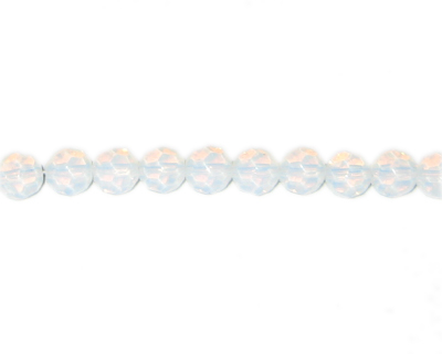 8mm Milky White Semi-Opaque Faceted Glass Bead, 12" string