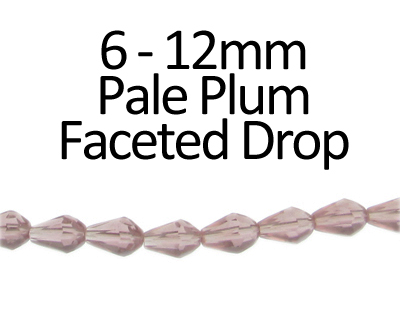 6 - 12mm Pale Plum Faceted Glass Drop Bead, 13" string 6 - 12mm Pale Plum Faceted Glass Drop Bead, 13" string