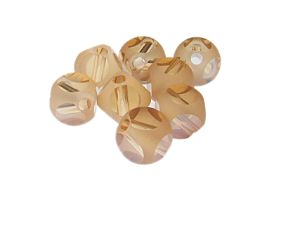 12mm Peach Dot Faceted Cube Glass Bead, 8 beads