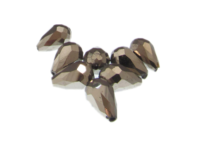 (image for) 16 x 8mm Silver Electroplated Drop Glass Bead, 8 beads - Click Image to Close