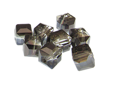 (image for) 12mm Silver/Black Faceted Cube Glass Bead, 8 beads - Click Image to Close