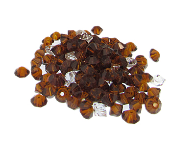 (image for) Approx. 1oz. x 6mm Golden Brown Faceted Bicone Glass Bead - Click Image to Close