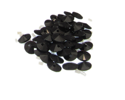 (image for) Approx. 1oz. x 8x4mm Black Faceted Disc Glass Bead - Click Image to Close