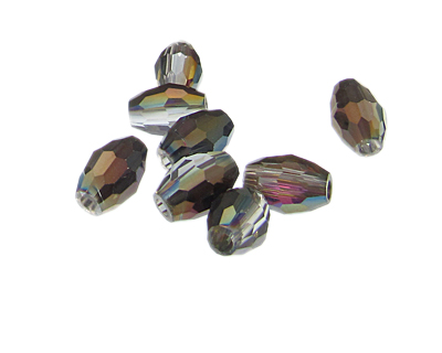 (image for) 14 x 10mm Half- Silver Faceted Bicone Glass Bead, 8 beads - Click Image to Close