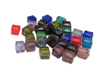 (image for) Approx. 1oz. x 6mm Faceted Cube Glass Bead Mix - Click Image to Close