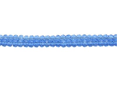 (image for) 6 x 4mm Sky Blue Faceted Rondelle Glass Bead, 13" string - Click Image to Close