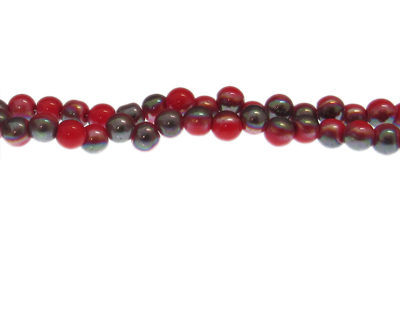 (image for) 6mm Red/Silver Glass Bead, 20" string - Click Image to Close