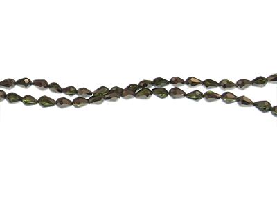 (image for) 6 x 4mm Silver Electroplated Faceted Drop Glass Bead, 20" string - Click Image to Close