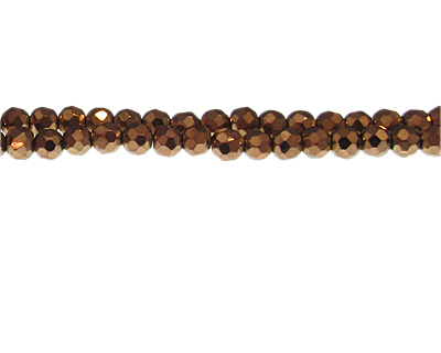 (image for) 6mm Copper Electroplated Faceted Glass Bead, 12" string - Click Image to Close