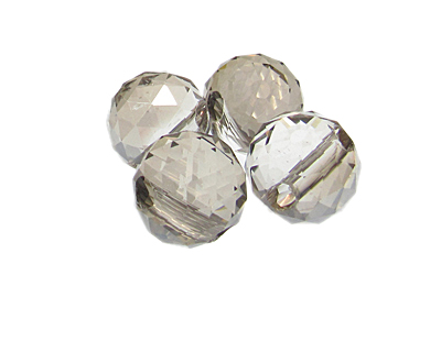 (image for) 18mm Silver Faceted side-drill Glass Bead, 4 beads, large hole - Click Image to Close