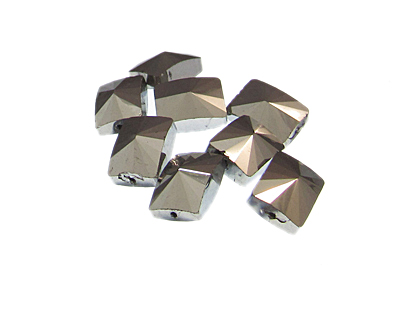 (image for) 14 x 10mm Silver Electroplated Rectangle Glass Bead, 8 beads - Click Image to Close