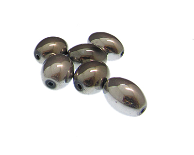 (image for) 16 x 14mm Silver Electroplated Oval Glass Bead, 6 beads - Click Image to Close