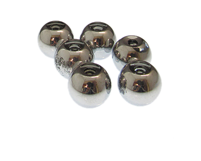 (image for) 16mm Silver Electroplated Glass Bead, 6 beads, large hole - Click Image to Close