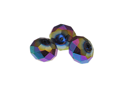 (image for) 16 x 14mm Luster Electroplated Faceted Rondelle Glass Bead, 3 beads - Click Image to Close