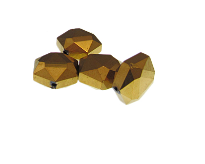 (image for) 18mm Antique Gold Electroplated Faceted Glass Bead, 4 beads - Click Image to Close