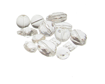 (image for) Approx. 1oz. Crystal Faceted/Plain Glass Bead Mix - Click Image to Close