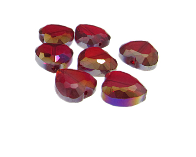 (image for) 16mm Red Heart Luster Faceted Glass Bead, 6 beads - Click Image to Close