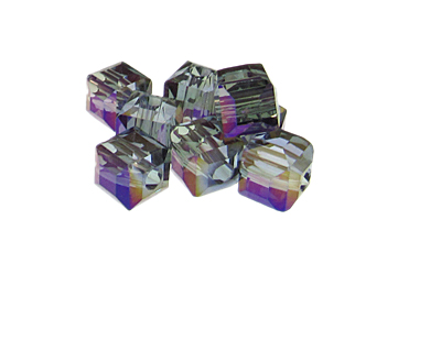 (image for) 12mm Silver Luster Faceted Cube Glass Bead, 8 beads - Click Image to Close