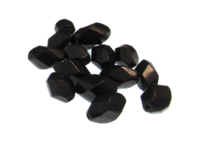 (image for) Approx. 1oz. x 14x10mm Black Faceted Glass Bead - Click Image to Close