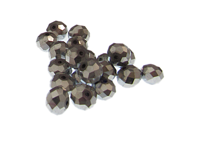 (image for) Approx. 1oz. x 10x8mm Silver Electroplated Faceted Rondelle Glass Bead - Click Image to Close