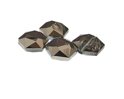 (image for) 18mm Antique Silver Electroplated Faceted Glass Bead, 4 beads - Click Image to Close