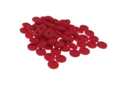 (image for) Approx. 1oz. x 6x4mm Strawberry Red Matte Disc Glass Bead - Click Image to Close