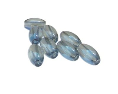 (image for) 16 x 10mm Blue Oval Glass Bead, 8 beads - Click Image to Close