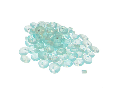 (image for) Approx. 1oz. x 6mm Soft Blue Disc Glass Bead, side-drill - Click Image to Close