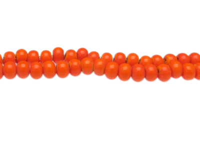 (image for) 8 x 6mm Orange Rondelle Glass Bead, 20" string - Click Image to Close