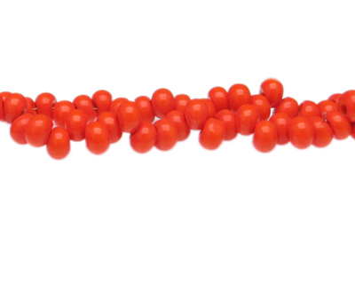 (image for) 8 x 6mm Orange Drop Glass Bead, 20" string, side-drill - Click Image to Close