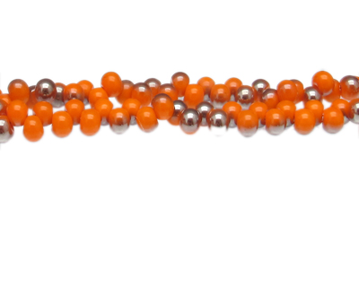 (image for) 6mm Orange/Silver Drop Glass Bead, 20" string, side-drill - Click Image to Close