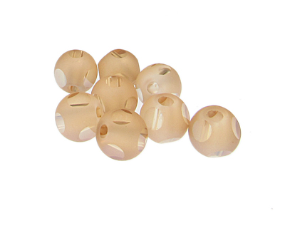 (image for) 10mm Peach Dot Faceted Cube Glass Bead, 8 beads - Click Image to Close