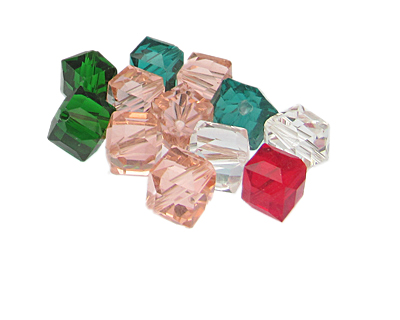 (image for) Approx. 1oz. x 10mm Corner Drill Faceted Cube Glass Bead Mix - Click Image to Close