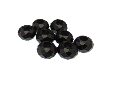 (image for) 14 x 8mm Black Faceted Rondelle Glass Bead, 8 beads, large hole - Click Image to Close