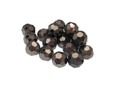 (image for) Approx. 1oz. x 10mm Charcoal Electroplated Faceted Glass Bead - Click Image to Close