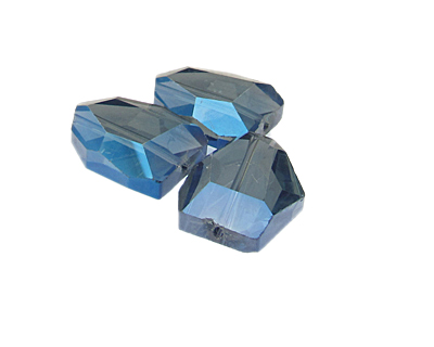 (image for) 26 x 20mm Blue Faceted Polygon Glass Bead, 3 beads - Click Image to Close