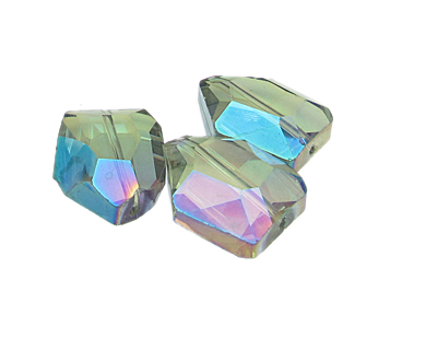 (image for) 26 x 20mm Silver Luster Faceted Polygon Glass Bead, 3 beads - Click Image to Close