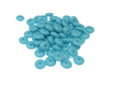 (image for) Approx. 1oz. x 6x4mm Turquoise Disc Glass Bead - Click Image to Close