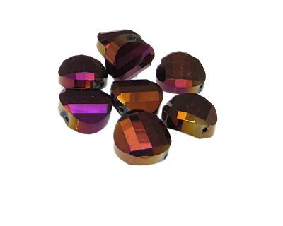 (image for) 14mm Luster Electroplated Faceted Pillow Glass Bead, 8 beads - Click Image to Close