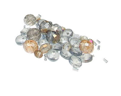 (image for) Approx. 1oz. x 8-10mm Silver/Apricot Glass Bead Mix - Click Image to Close