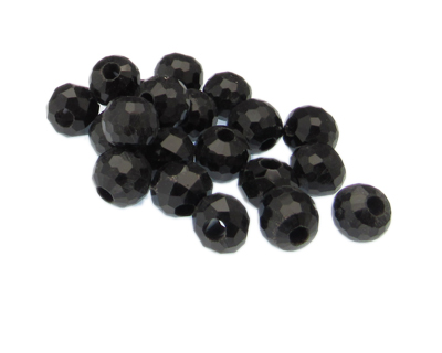 (image for) Approx. 1oz. x 10mm Black Faceted Glass Bead, large hole - Click Image to Close