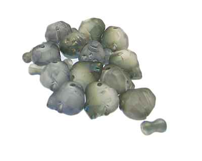 (image for) Approx. 1oz. x 14x10mm Deep Silver Luster Skull Glass Bead - Click Image to Close