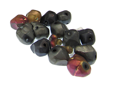 (image for) Approx. 1oz. x 14x10mm Charcoal/Luster Skull Glass Bead - Click Image to Close