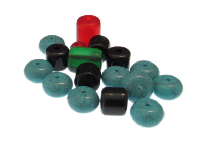 (image for) Approx. 1oz. Blue/Black/Green/Red Acrylic Bead Mix - Click Image to Close