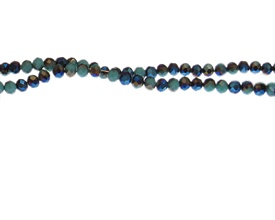 (image for) 4mm Turquoise/Blue Luster Glass Bead, 16" string - Click Image to Close