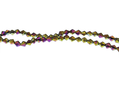 (image for) 4mm Luster Electroplated Bicone Glass Bead, 16" string - Click Image to Close