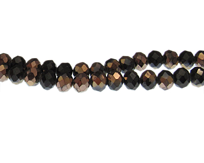 (image for) 8 x 6mm Copper/Black Faceted Rondelle Glass Bead, 16" string - Click Image to Close