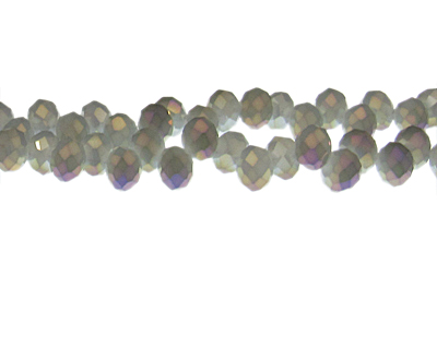 (image for) 8 x 6mm Silver Luster Faceted Drop Glass Bead, 18" string - Click Image to Close