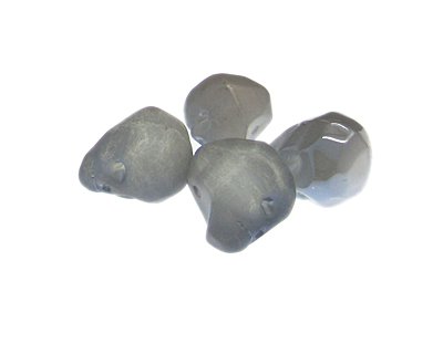 (image for) 24 x 20mm Silver Matte Luster Skull Glass Bead, 4 beads