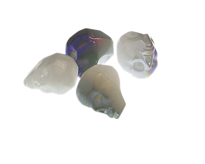 (image for) 24 x 20mm Random Silver Skull Glass Bead, 4 beads